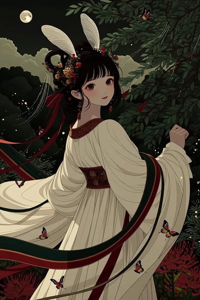 Example of an image generated using the prompt --sref 3003906953 in Midjourney with Anime, Illustration, Eastern aesthetics, Green style 3